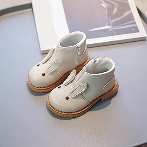 Kids Girls Ankle Boots Flat Non Slip Round Toe Side Zipper Boots Plush Warm Comfortable Cartoon Children Booties (Beige, 15-18 Months)4
