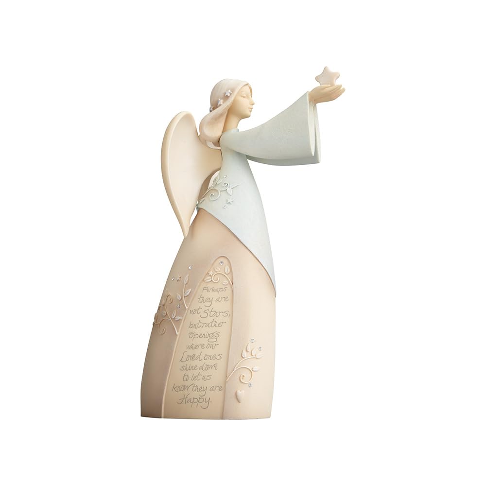 Enesco Foundations Collection Loved Ones Shine Down Bereavement Angel Figurine- Resin Hand Painted Collectible Decorative Angels Figurines Home Decor Memorial Statue, 9 Inch