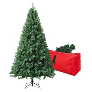 6ft Artificial Christmas Tree, Xmas Tree with 1,000 Branch Tips, Arbol de Navidad with Fold-Able Base Stand, Premium North Valley Spruce for Home, Office, Shop Decoration