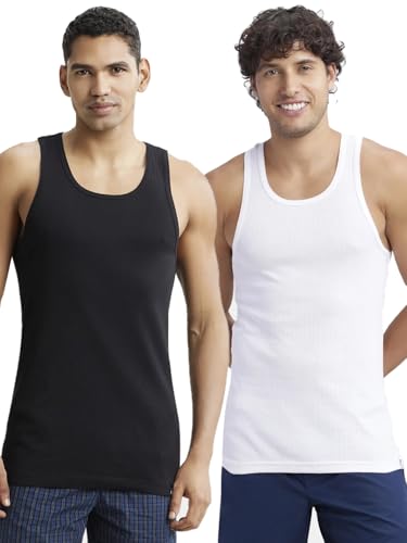 Image of Jockey 9922 Men Super Combed Cotton Rib Round Neck with Racerback Gym Vest (Pack of 2)