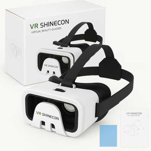 VR SHINECON VRゴーグル スマホ用 DMM・YouTube対応 3D映像体験 軽量設計・眼鏡対応・初心者向け 日本語説明書付き iPhone/Android対応 の商品画像 3