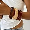 FAXHION Chunky Resin Acrylic Bangle Bracelets for Women, Colorful Wide Geometric Bangles Set, Statement Stackable Bracelet Jewelry Gift #4