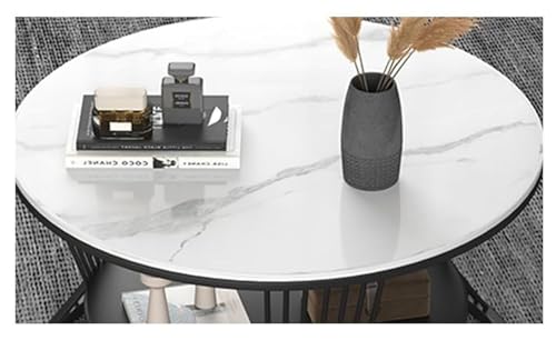 Image of Featuring Two Shelves for Storage, a Wood Movable top for Your Living Room, and Assorted Side, end, and Phone Tables, This Modern Round Coffee Table-Black White