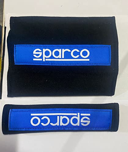 Image of 2pc /Set Black Pe Blue Sparco Shoulder Pad JDM Drifting Sports Sparco Car Seat Belt Shoulder Pads Universal for All Car