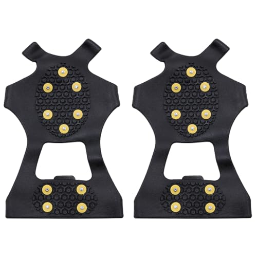 NUZAMAS Ice Cleats for Shoes and Boots Silicone Ice Snow Grips 10 Steel Studs Shoe Spikes Grips Anti-Wrestling Cleats Crampons Fit for Walking Ice Fishing XL(45-48cm)