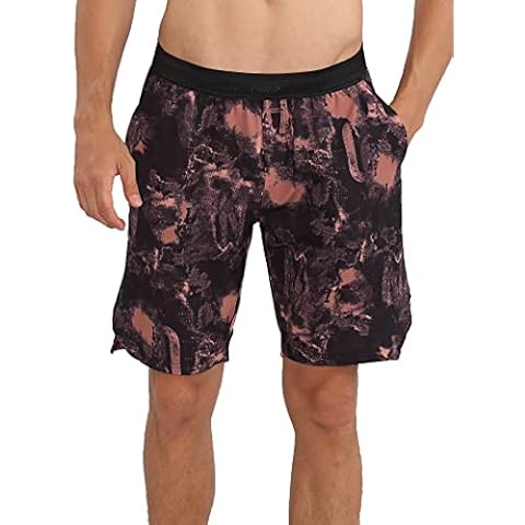 weVSwe Mens Shorts Sports - Training Shorts 9'' Lightweight Beach Gym Jogger Quick Dry Breathable Running Shorts with Pockets Tie Dye Boardshorts Black Brown XL Cover