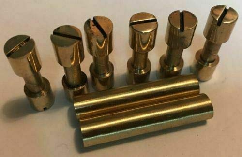 GlobalwoodsKnife Mounting Brass Hardware Set of 12 Corby Rivets 4 Lanyard Tubes