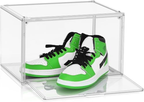 1 Pack Clear Stackable Acrylic Shoe Storage Boxes for Trainers Fit Size 12