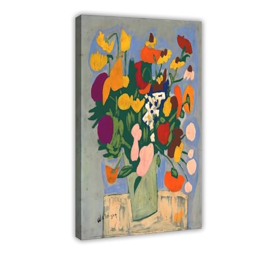 Toile Fleurs William H. Johnson cadre suspendu facile sans percer mur