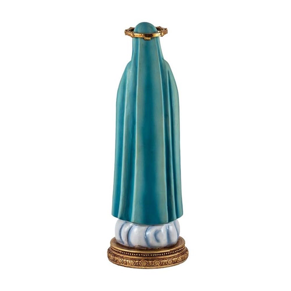 Virgen del Pozo figura 30 cm. escultura peana resina color