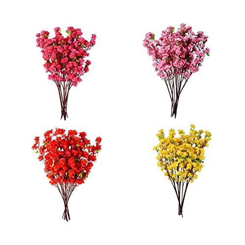 VRCT Artificial Cherry Blossom Flower (Multicolour, Set of 4),Artificial Flora
