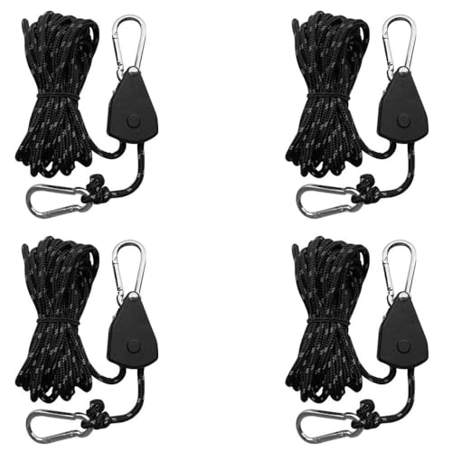 XFSRG 4 Stück Reflektierende Abspannseile 4 mm × 4 m mit Seilspanner Verstellbare Nylon Zeltschnur mit Seilratsche für Camping Sonnensegel und Wäscheleine