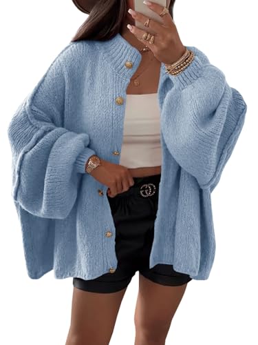 Saodimallsu Strickjacke Damen Kurz Laternenärmel Cardigan Knopfleiste...