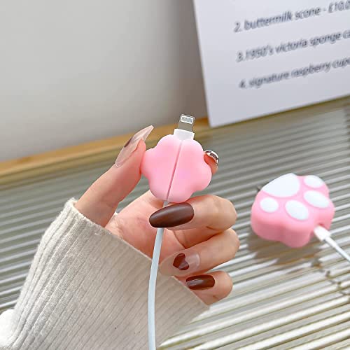 Image of Cartoon 3D Design Protective Case for 18W 20W iPhone 14 13 12 11 Pro Max Fast Charging Cable Adapter Charger, Cute Cartoon Lightning Data Cable Case for iPhone Charger (CAT Claw)
