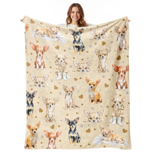 Chihuahua Blanket for Girls Kids Adults, Soft Flannel Fleece Throw, Cozy Warm Bed Sofa Blanket 50 * 60