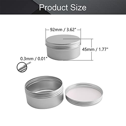 Image of Othmro 1Pcs Round Aluminum Cans Tin Can Screw Top Metal Lid Containers 200ml /6.8 oz, 92 * 45mm (D*H) Silver Color Aluminum Containers for Lip Balm, Crafts, Cosmetic, Candles