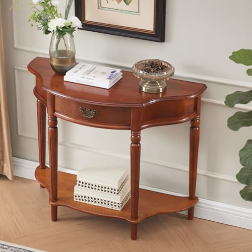 Mesa de acento para pasillo moderna y consola semicircular con almacenamiento 3