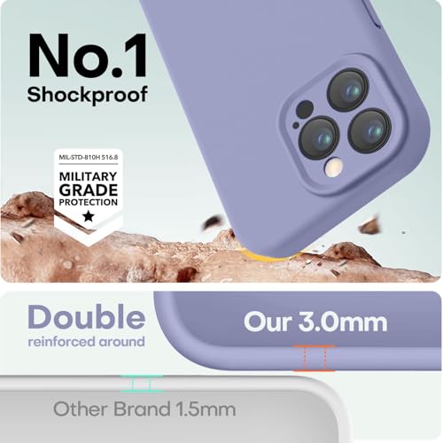 Image of LOVE 3000 Designed for iPhone 14 Pro Case, Premium Silicone with [Soft Anti-Scratch Microfiber Lining] Shockproof Protective Phone Case for Men Women Girls 6.1 inch, Lavender Grey