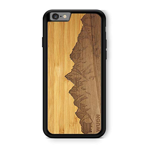 WUDN Wooden Phone Case, Laser Engraved (Sawtooth Mountains | Bamboo Sky) Compatible with iPhone 6 Plus or 6s Plus