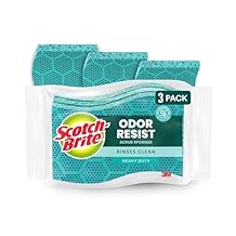 Scotch-Brite Odor Resist Heavy Duty Scrub Sponge, Dishwasher-Safe Kitchen sponges for Serious Scrubbing, Multipurpose Dish Sponge for Stuck-On Messes, 3 Scrubbing Sponges
