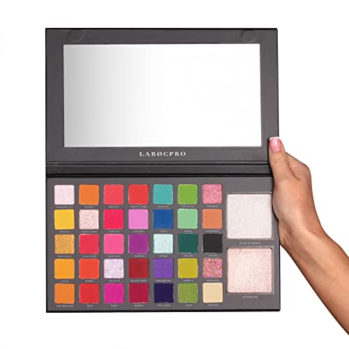 LaRoc Pro Eyeshadow Palette - 37 Glam & Classic Shimmers, Matte Colours and Glitter Shades in Pressed Pigments - Pink to Blue Eyeshadow - Sleek Case & Mirror Makeup Gifts for Women - Image 6