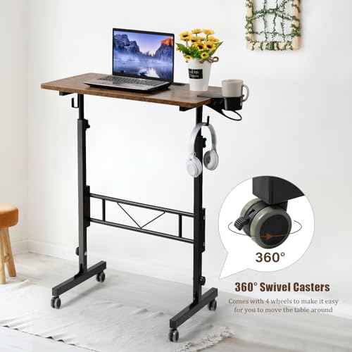 Image of SIDUCAL Standing Desk Adjustable Height, Rustic Brown