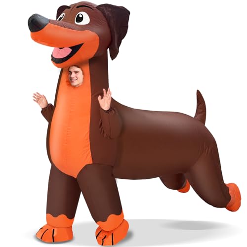 Camlinbo Inflatable Dog Costume for Adults, Full-Body Blow Up Dachshund Costumes, Funny Halloween Inflatable Suit for Men Women Party Cosplay