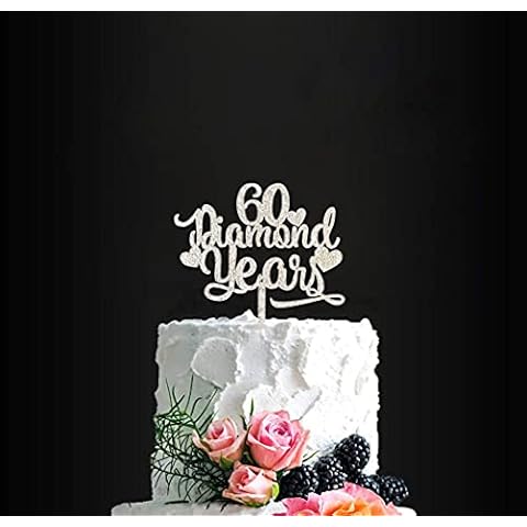 60 Diamond Years Birthday Cake Topper 60th Anniversary Cake Topper, Happy 60th Wedding Cake Topper, Anniversary Party Decor, Diamond Anniversary Cover