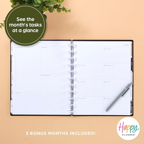 Image of Happy Planner Disc-Bound 12-Month Planner, Jan.-Dec. 2025 Daily, Weekly, and Monthly Planner, Big Size, Dashboard Layout, Modern Texture, 72 Pages, 12 Dividers, 2 Sticker Sheets, 8.5 inch x 11 inch