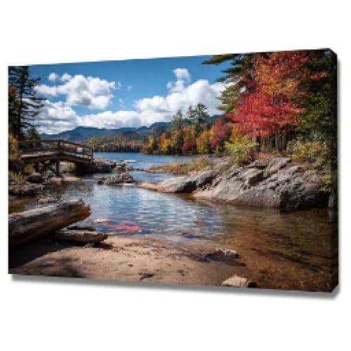 Tableau lac et forêt pour embellir votre couloir et escalier