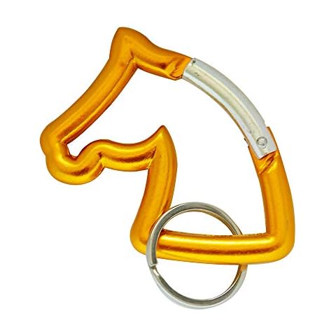 Mavota Horse Head Shape Aluminum Carabiner Keychain Key Chain Key Ring Suitable for Camping/Hiking/Fishing/Traveling (Gold) Cover