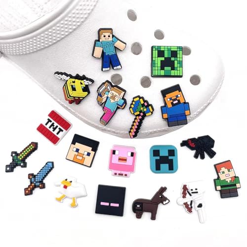 30pcs Pixel Shoes Charms Decoration, Pixel Themed Shoe Charms for Clog Sandals, Party Favors Gifts for Boys Kids Girls Fans2