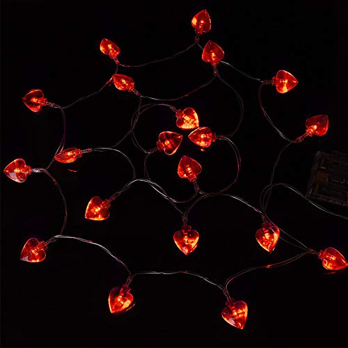 Guirlande lumineuse cœur rouge 20 LED 3m piles Saint-Valentin mariage