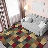 Ottomanson Ottohome Collection Contemporary Checkered Design Non-Skid Rubber Backing Modern Area Rug, 5' X 6'6