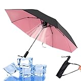 2-in-1 USB Rechargeable Cooling Umbrella with Built-In Fan | UV Sun Protection & Portable Design for Outdoor Activities (Pink)