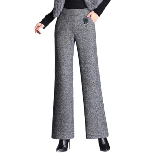 Elastic High Waist Women Wool Straight Pants High Waist All-Match Thicken Trousers