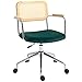 Produktbild HOMCOM Bürostuhl, Schreibtischstuhl mit Rattanoptik, Wippfunktion, Höhenverstellbar Drehstuhl, Computerstuhl mit Samtoptik, für Home Office, Grün