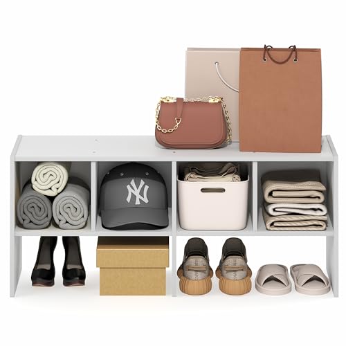 Image of Furinno FANO Closet Organizers and Storage, 6-Cube Multipurpose Top Shelf Closet Shelf, Stackable Closet Organization Shelves, 11.7 x 36 x 15.4, for Bedroom, Closet, Laundry Room, White