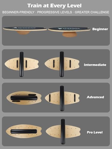 Image of Balance Board for Adult with Adjustable Stoppers: 3 Modes Wobble Board with Roller Exercise Balancing Stability Trainer for Improve Balance Non Slip Surface