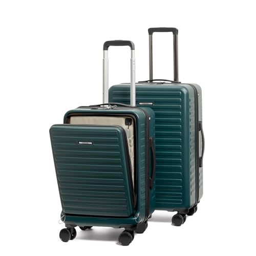 Image of Assembly Trolley Bags Set of 2- Cabin Small + Check-in Medium with TSA Locks & 8 Spinner Wheels, Polycarbonate Hard Shell Trolley Bag Set for Business Travel & Vacations, Green, 20+24 Inch