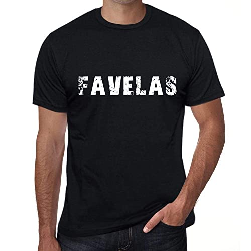 Camiseta Estampada para Hombre Favelas T-Shirt Vintage Manga Corta Regalo Original Cumpleaños Diseño Gráfico Moda Negro Profundo S