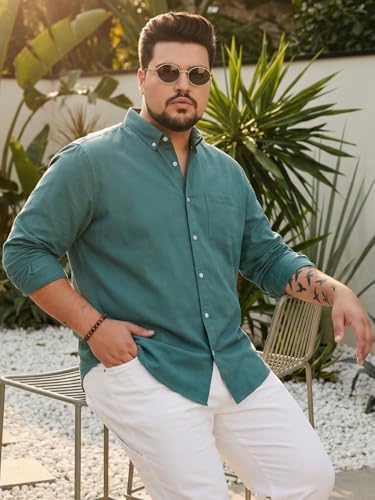 Image of Urbano Plus Men's Cotton Full Sleeve Regular Fit Solid Oxford Shirt with Button-Down Collar