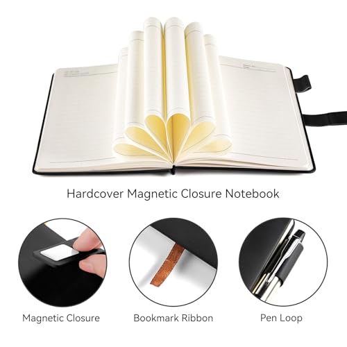 High-Quality A5 Leather Journal with Pen & Magnetic Buckle, 180 College Ruled Pages