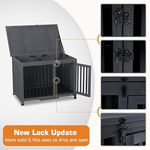 MCombo Wooden Dog Crate Furniture, Dog Kennel Pet House End Table, Solid Wood Portable Foldable Indoor Cage for Dogs, No Assembly Needed (Medium, Grey)