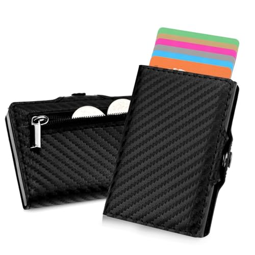 AHABIPERS Leather Slim Wallet - RFID Blocking, Black