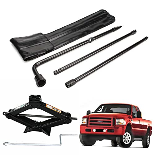 Spare Tire Changing Repair Tool Kit for 2003-2007 Ford F250 F350 F450 F550, 3 pcs Lug Wrench Tool Kit and 2 Ton Scissor Jack