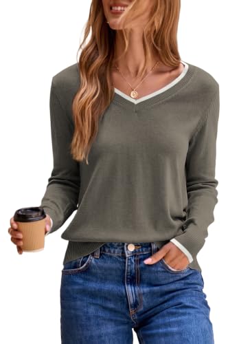 Image of Dokotoo Women's Wool Blend Crew Neck Casual Fall Sweaters Knit Tops | Lightweight,Long Sleeve,Fall Outftis,Dressy,Ribbed Hem,Business Casual Tops,Comfy Knit,Pullover,Basic Classic,Layer Clothes