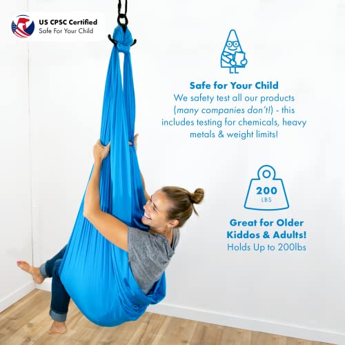 Harkla Sensory Swing - Indoor Swing For Kids With Autism, Adhd, Or Sensory Processing Disorder - Comes With Rock Climbing Rated Hardware And Soft Nylon Fabric For Calming Effect, Holds Up To 200Lb #TOP4