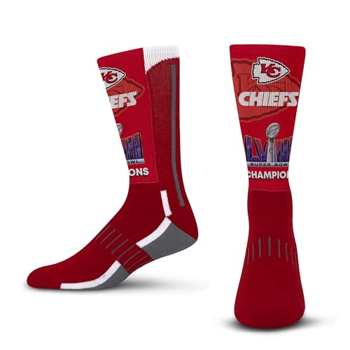 For Bare Feet NFL KANSAS CITY CHIEFS Superbowl LVIII Champions Crew Sock YOUTH