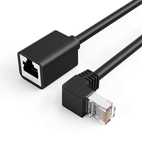 Image of CableCreation CAT6 Ethernet Extension Cable, Shielded 8P8C Ethernet Patch Cable,Up Angled Support Bandwidth Up to 250mhz,1.6ft /0.5m,Black